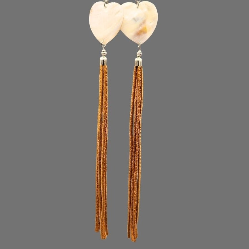 Mother of pearl heart earrings sales